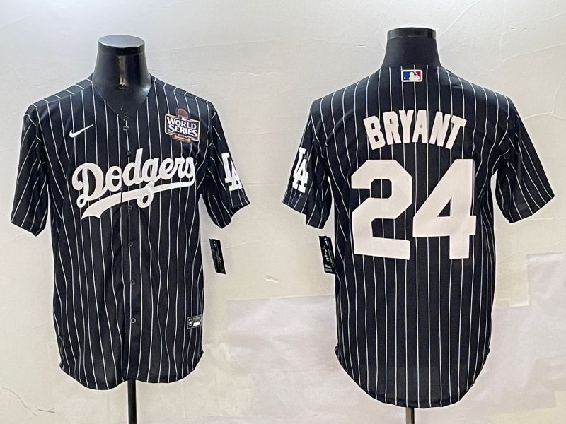 Men Los Angeles Dodgers 24 Bryant Black Stripe Jointly Name 2025 Nike MLB Jersey style 8
